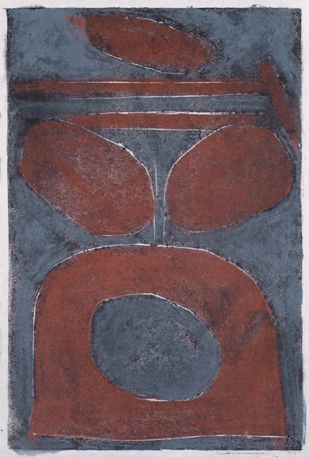 Untitled, PP 1026, c.1971
H: 25 1/8 x 16 3/4 inches
Water Soluble Printer&rsquo;s Ink and Casein
​​​​​​​on Handmade Japanese Paper