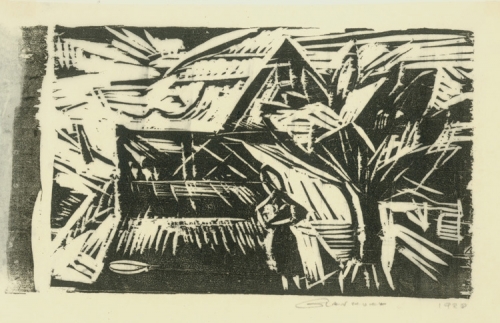Illustration 20, Woodstock House
Untitled, RBWWdC 3302-28-13, 1928
Oil Based Printers Ink/ Woodcut
on Japanese Paper
H:&nbsp;​6 1/4 x W: 9 1/16 inches