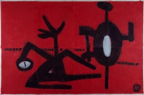 Untitled, PP 8006, 1980
Water Soluble Printer&rsquo;s Ink and Casein
​​​​​​​on Handmade Japanese Paper
H:&nbsp;49 x W: 77 inches